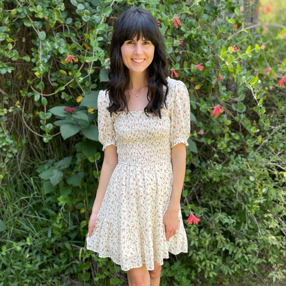 Floral smocked mini boutique dress